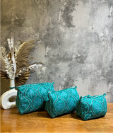 Set of 3 Block Printed Toiletry Bags / Pouches
