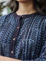 Pintuck Kurta - Nida Indigo-Black