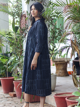 Pintuck Kurta - Nida Indigo-Black