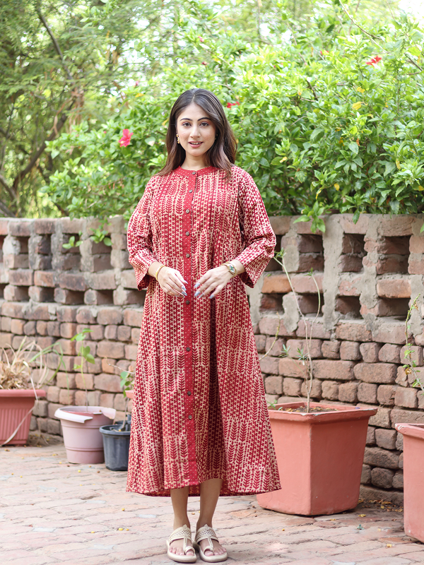Pintuck Kurta - Nida Evory-Red