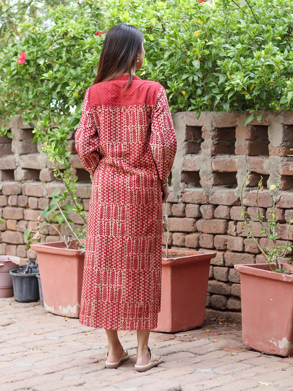 Pintuck Kurta - Nida Evory-Red