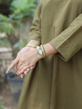 Co-ord Set of 2 - Olive Top & Pant With Hand Embroidery