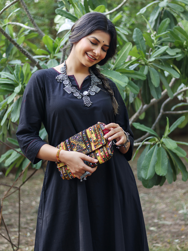 Co-ord Set of 2 - Black Top & Pant With Hand Embroidery