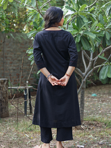 Co-ord Set of 2 - Black Top & Pant With Hand Embroidery
