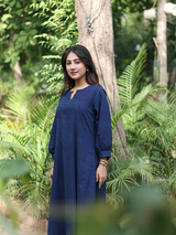 Ajrakh Indigo-Evory Polka Dot Dress