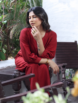 Ajrakh Red-Evory Polka Dot Dress