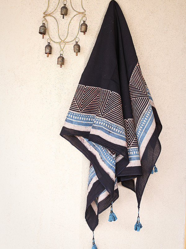 Cotton Scarf-Black 01