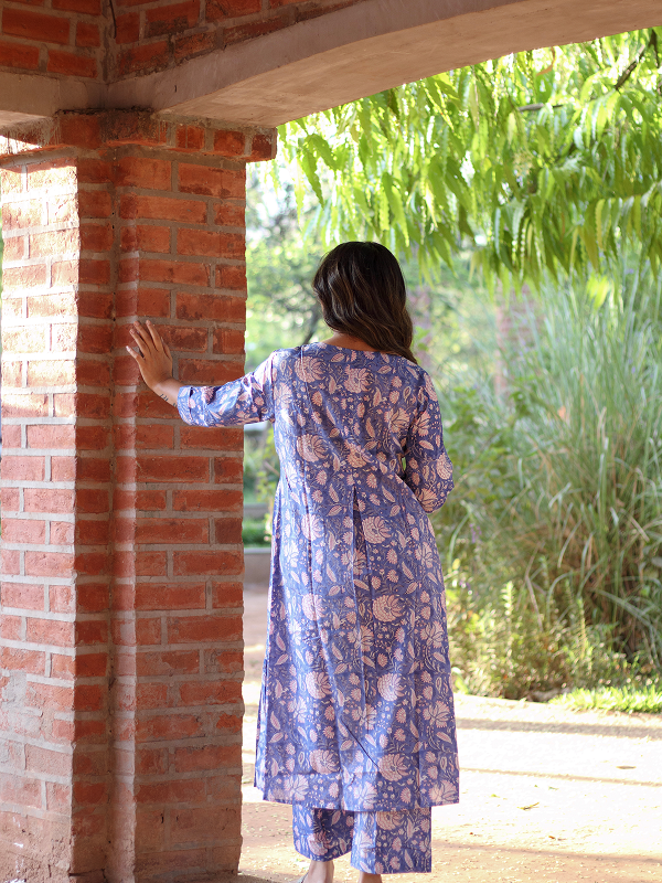 Blue and Pink Hand Block Co-ord Set