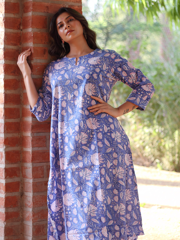 Blue and Pink Hand Block Co-ord Set