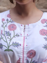 Chitrang – White Floral Printed Kurta Set with Mauve Pants