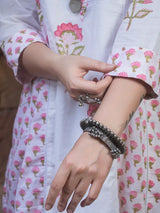 Chitrang – White Floral Printed Kurta Set with Olive Green Pants