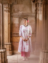 Chitrang – White Floral Printed Kurta Set with Pink Pants