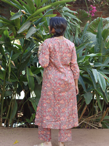 Dusty Mauve and Warm Red Hand Block Co-ord Set