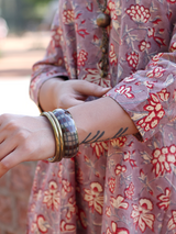 Dusty Mauve and Warm Red Hand Block Co-ord Set