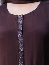 MOCHA BROWN FESTIVE SILK KURTA SET