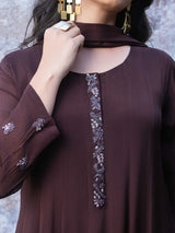 MOCHA BROWN FESTIVE SILK KURTA SET