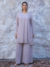 LAVENDER GREY EMBELLISHED CHINNON SILK KURTA SET