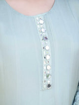SAGE MIST – CHINNON SILK ANARKALI SUIT WITH MIRROR WORK