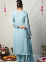 SKY BLUE MIRROR WORK ANARKALI SET