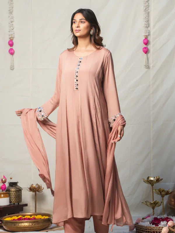 ROSEWOOD MIRROR WORK ANARKALI SET