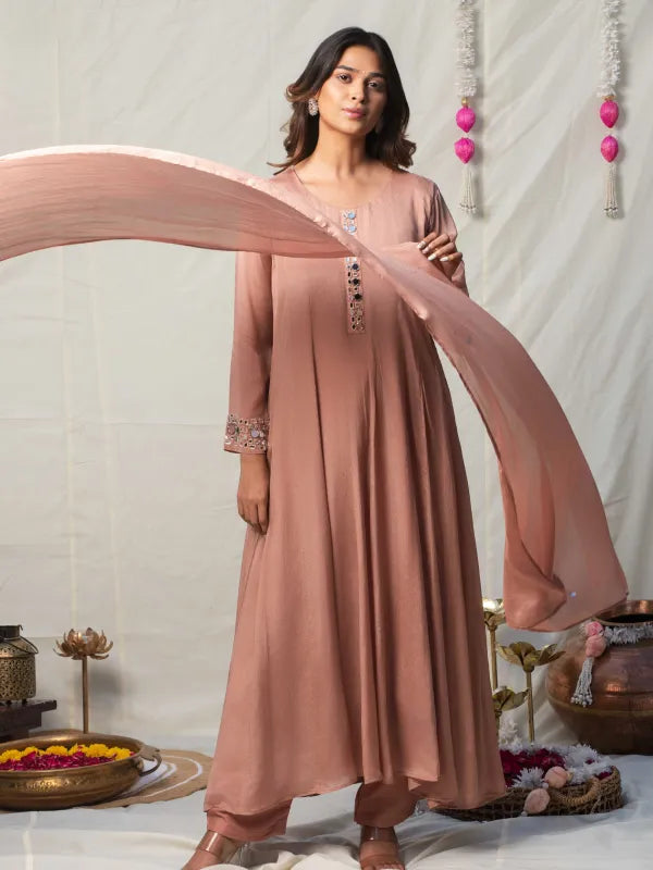 ROSEWOOD MIRROR WORK ANARKALI SET