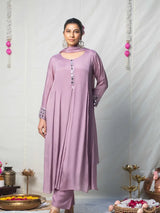 LAVENDER MIRROR – CHINNON SILK ANARKALI SET