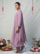 LAVENDER MIRROR – CHINNON SILK ANARKALI SET