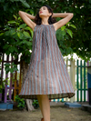 Holiday Dress - Indigo Maroon Stripes