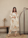 Ivory Floral Embroidered Mul Chanderi Kurta Set