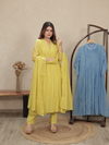 Lemon Yellow Embroidered Mul Chanderi Kurta Set