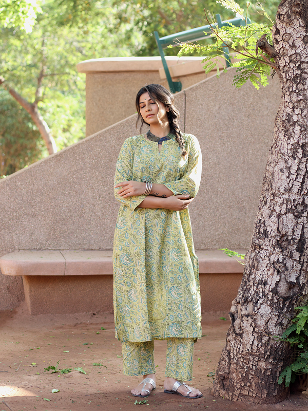 Mint Green Hand Block Co-ord Set