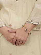 Off-White Embroidered Mul Chanderi Kurta Set