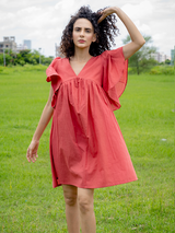 Crimson Breeze Flare Dress