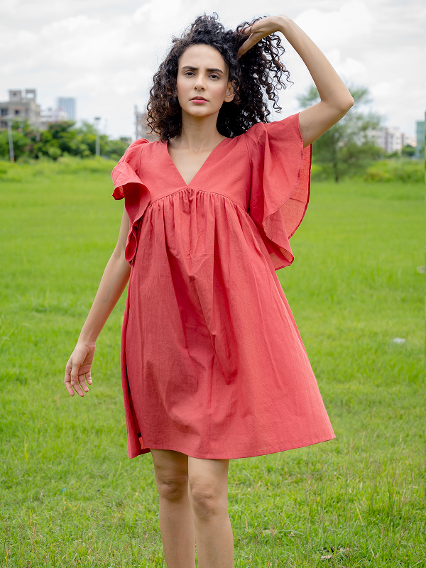 Crimson Breeze Flare Dress