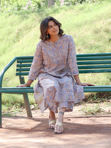 Sand and Blue Hand Block Co-ord Set