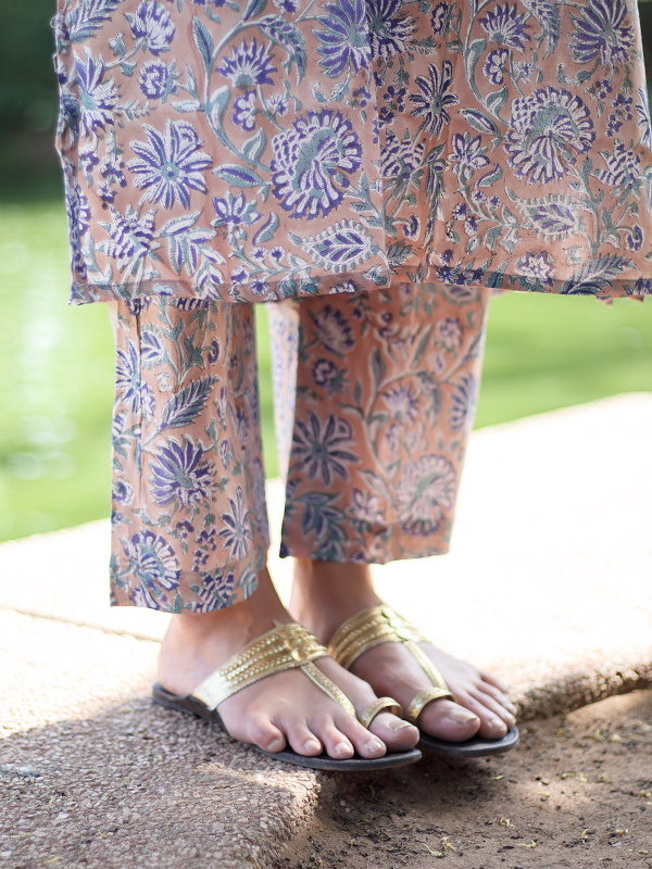 Sand and Blue Hand Block Co-ord Set