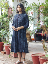 Pintuck Kurta - Nida Indigo-Black