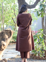Co-ord Set of 2 - Brown Top & Pant With Hand Embroidery