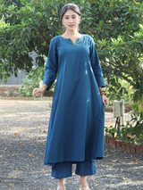 Co-ord Set of 2 - Indigo Top & Pant With Hand Embroidery