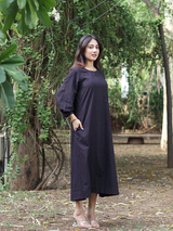 Ajrakh Black-Evory Polka Dot Dress