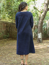 Ajrakh Indigo-Green Polka Dot Dress