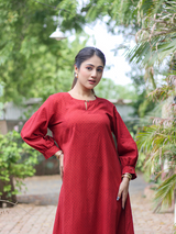 Ajrakh Red-Black Polka Dot Dress