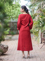 Ajrakh Red-Black Polka Dot Dress