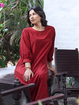 Ajrakh Red-Evory Polka Dot Dress