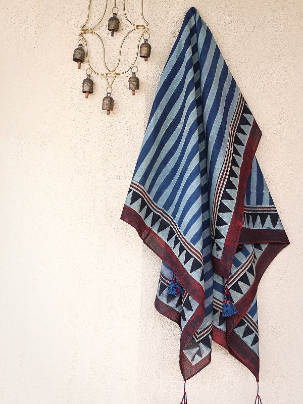 Cotton Scarf-Indigo 02