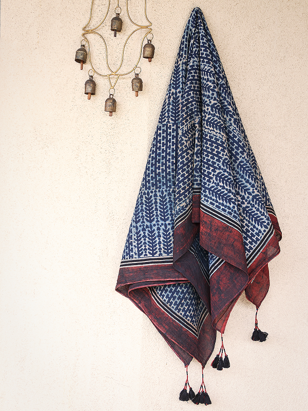 Cotton Scarf-Indigo 04