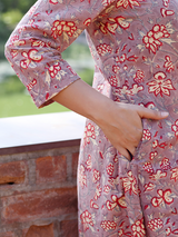 Dusty Mauve and Warm Red Hand Block Co-ord Set