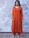 SAFFRON SILK MIRROR WORK KURTA SET