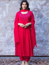 RUBY RED FESTIVE SILK ANARKALI SET