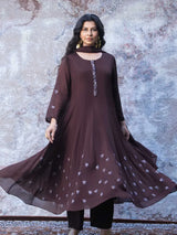 MOCHA BROWN FESTIVE SILK KURTA SET